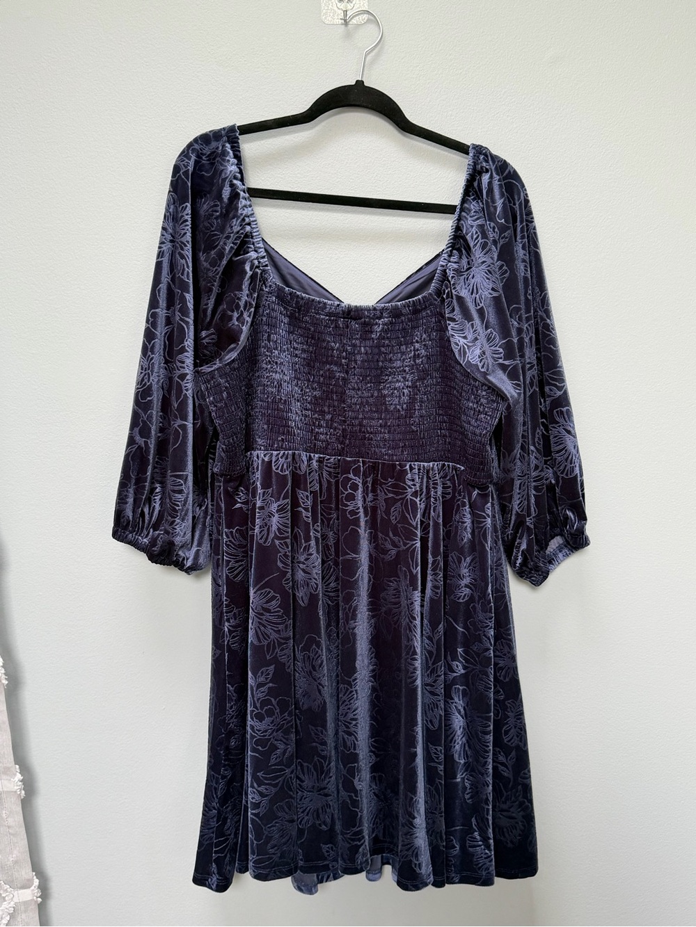Torrid Velvet Floral Fit & Flare Dress in Deep Navy - Picture 9 of 9